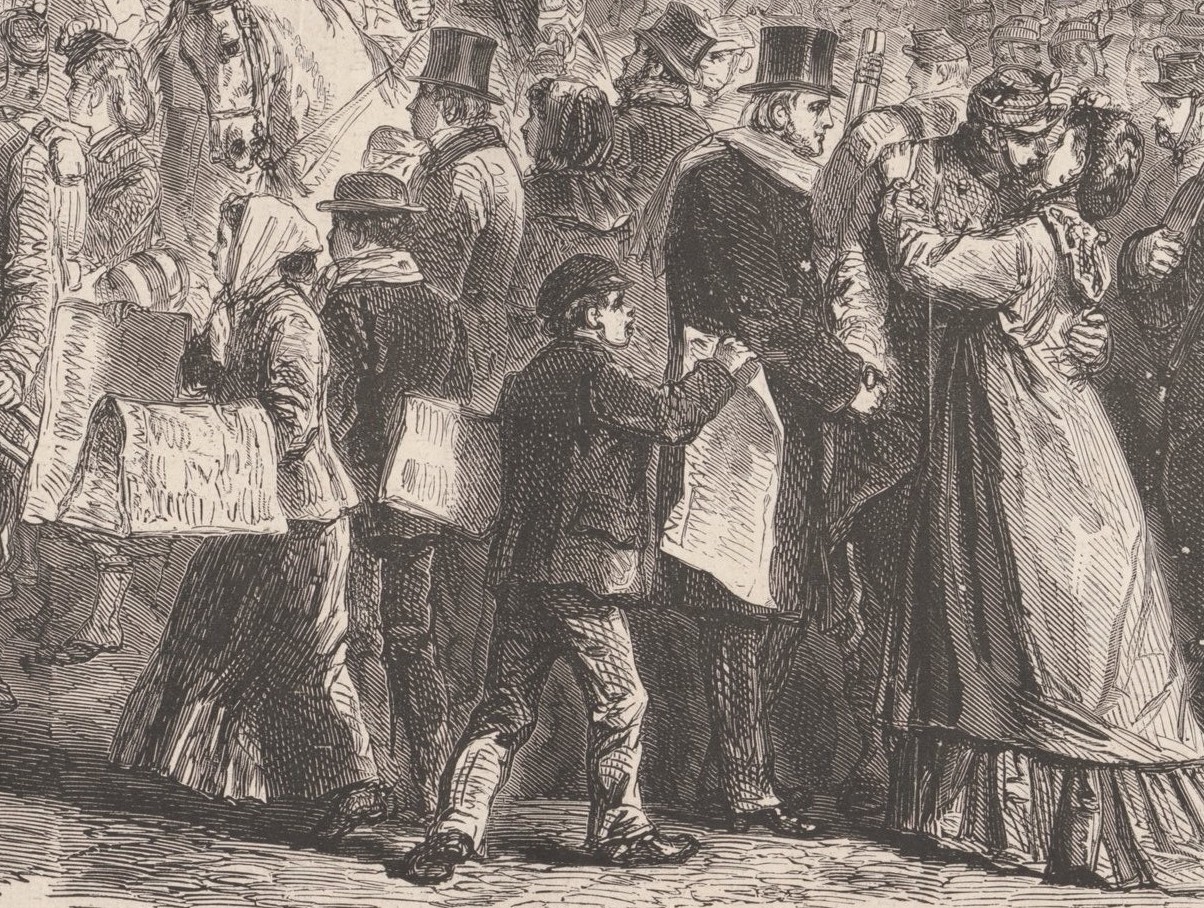 Les crieurs de journaux - détail (Le Monde Illustré du 30 décembre 1870)